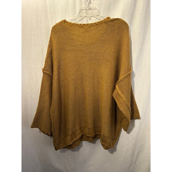 Easel Womens Boxy Oversized Pullover Knit Sweater Mustard Gold Size M / L - Picture 4 of 7